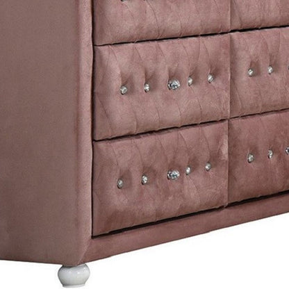 40" Pink Wood Six Drawer Double Dresser
