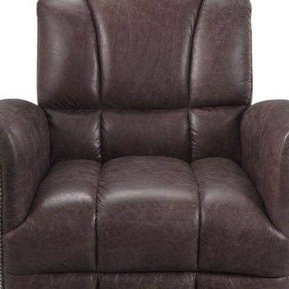 35" Brown Top Grain Leather Patchwork Club Chair