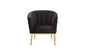 31" Black Velvet And Gold Striped Barrel Chair