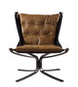 30" Coffee Top Grain Leather And Steel Solid Color Lounge Chair