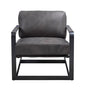 28" Gray and Steel Blue Top Grain Leather Arm Chair