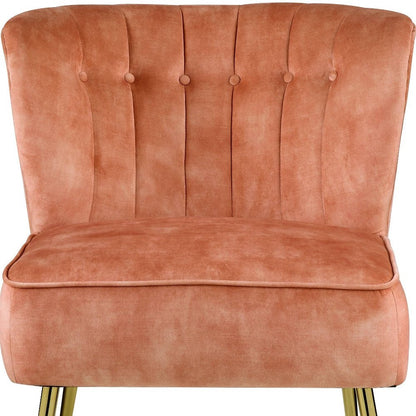 26" Burnt Orange and Brown Velvet Slipper Chair