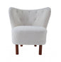 31" White and Brown Sherpa Polka Dots Wingback Chair
