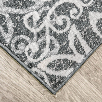 8' X 10' Ivory And Slate Gray Medallion Area Rug