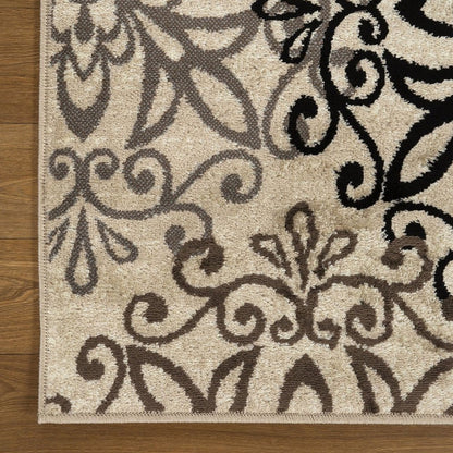 8' Brown Black And Gray Medallion Square Rug