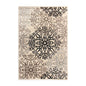 9' X 12' Beige Black And Brown Floral Medallion Area Rug