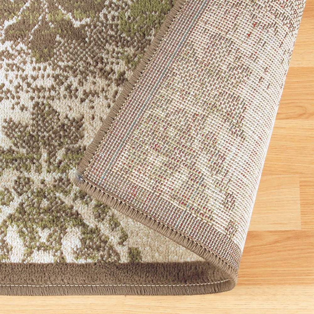 2' X 3' Beige And Brown Damask Distressed Area Rug