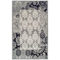 5' X 8' Black And Gray Damask Distressed Area Rug