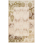 5' X 8' Beige Damask Power Loom Distressed Stain Resistant Area Rug