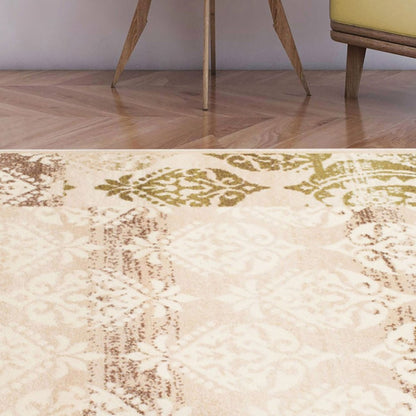 8' X 10' Beige And Brown Damask Distressed Area Rug
