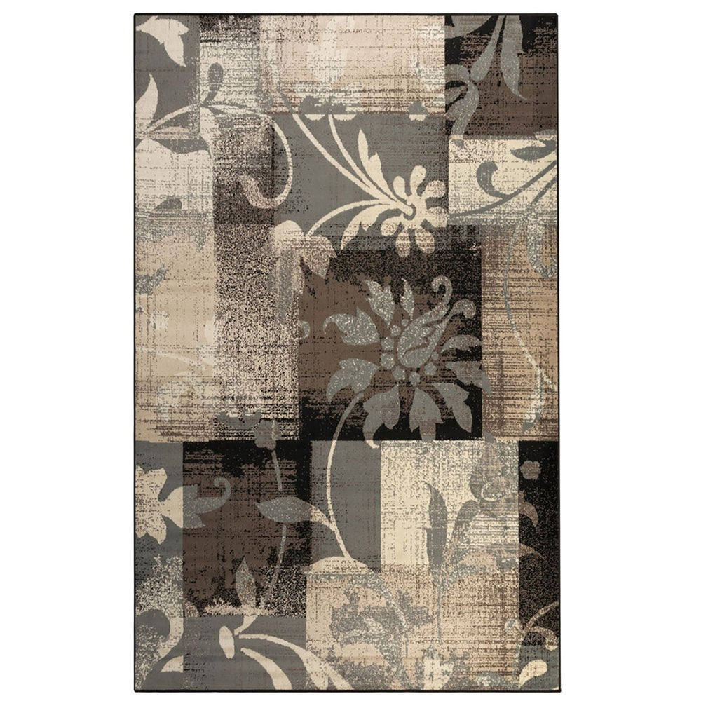 4' X 6' Beige Brown And Gray Floral Distressed Area Rug