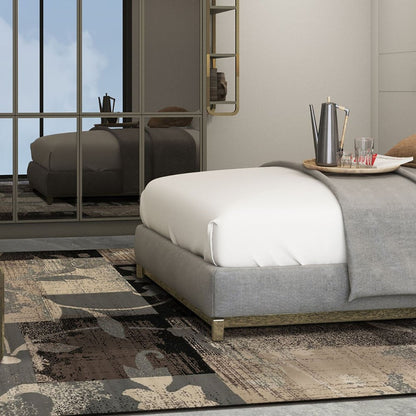 4' X 6' Beige Brown And Gray Floral Distressed Area Rug