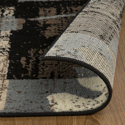 5' Beige Brown And Gray Floral Distressed Square Rug