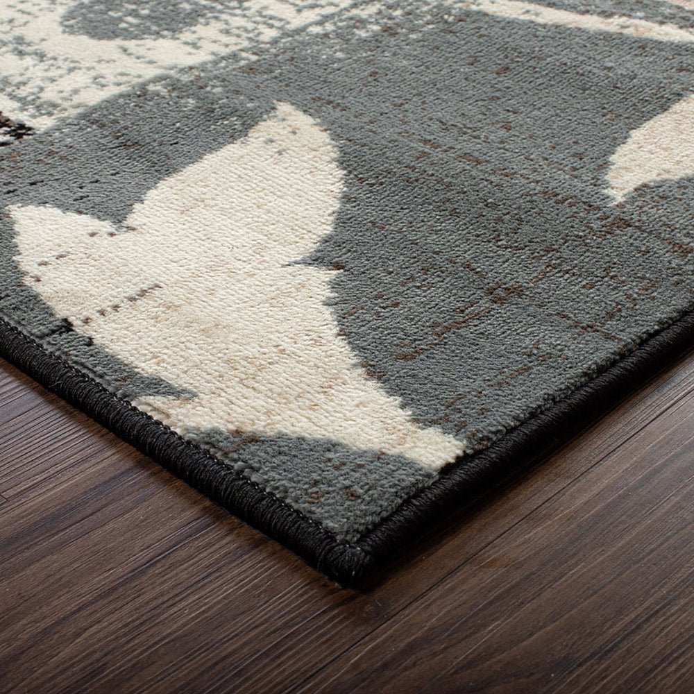 6' X 9' Beige Brown And Gray Floral Distressed Area Rug
