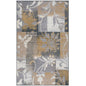 7' X 9' Beige And Black Floral Distressed Area Rug
