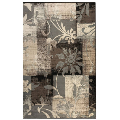 8' X 10' Beige Brown And Gray Floral Distressed Area Rug