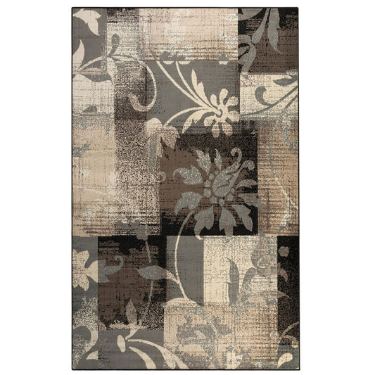 9' X 12' Beige Brown And Gray Floral Area Rug