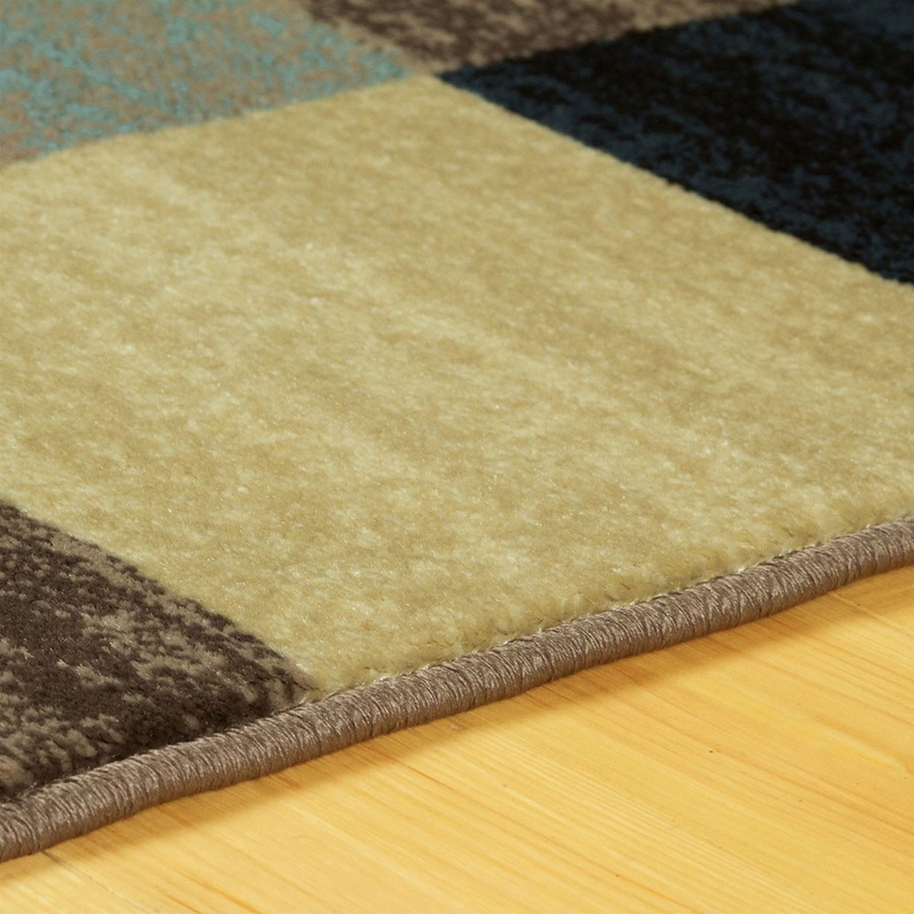 8' Blue Black And Gray Geometric Runner Rug