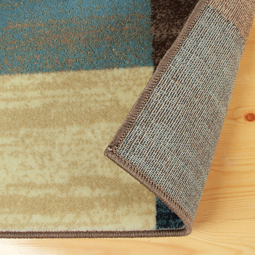 5' X 8' Blue Black And Gray Geometric Area Rug