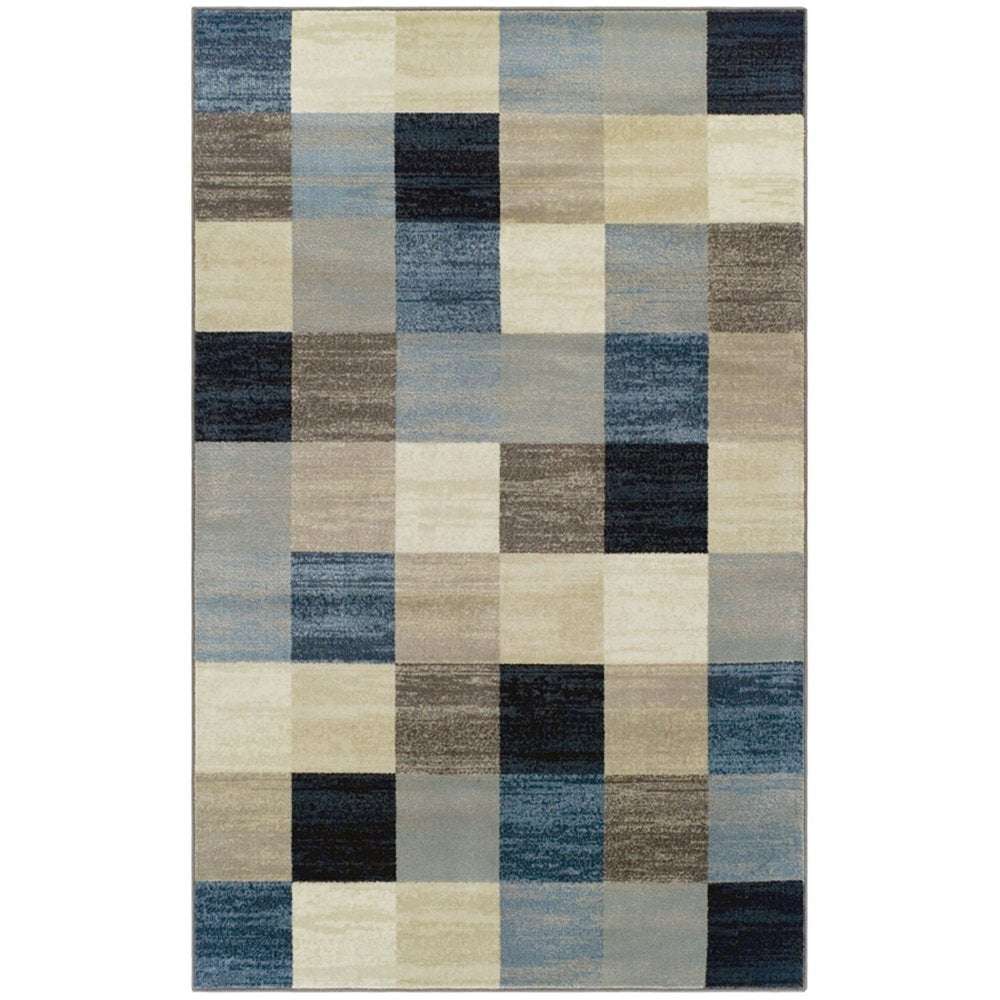 8' X 10' Blue Black And Gray Geometric Area Rug