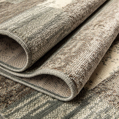 10' Blue And Ivory Patchwork Runner Rug