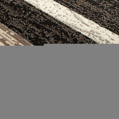 12' Black Brown And Beige Patchwork Runner Rug