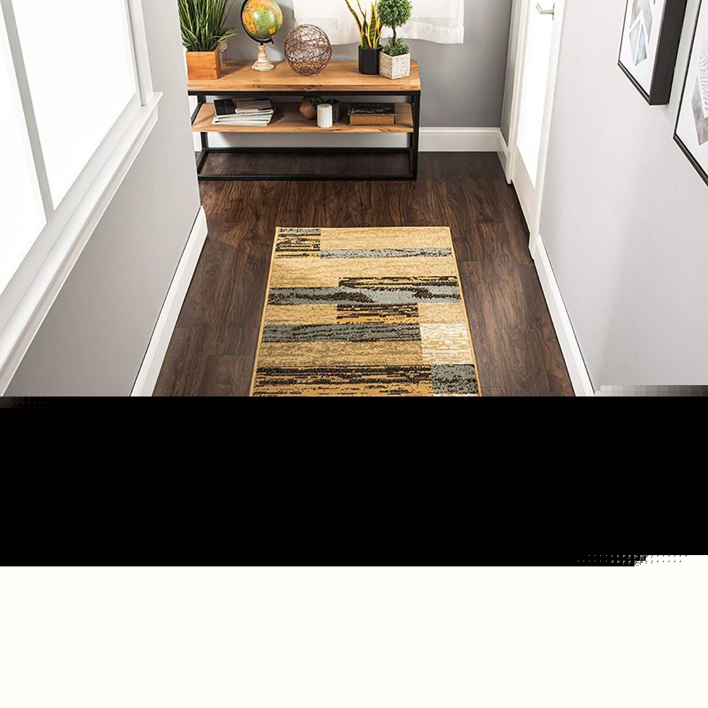 12' Blue And Beige Patchwork Runner Rug