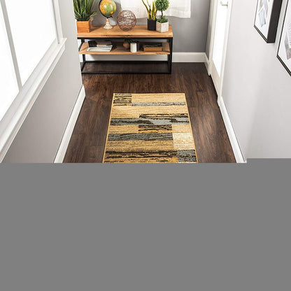 12' Blue And Beige Patchwork Runner Rug