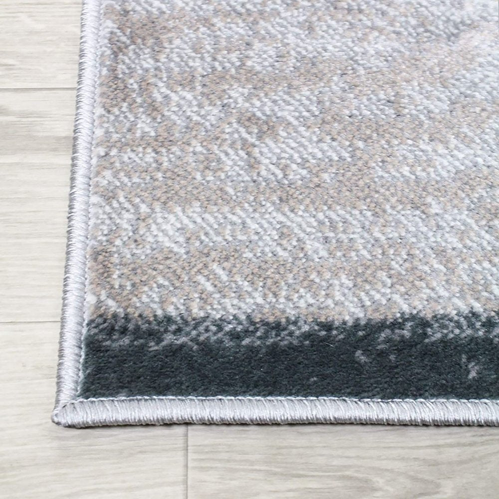 2' X 3' Blue And Gray Patchwork Distressed Area Rug