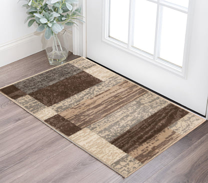 2' X 3' Slate Patchwork Power Loom Stain Resistant Area Rug