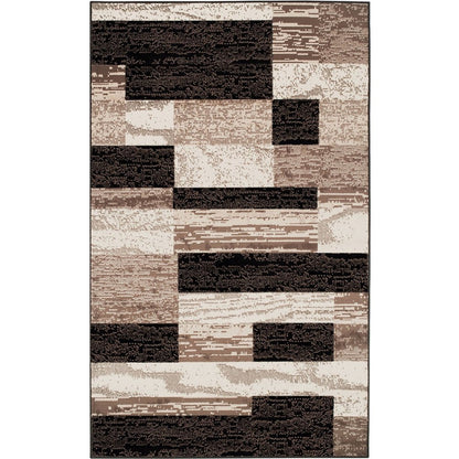 3' X 5' Black Brown And Beige Patchwork Area Rug