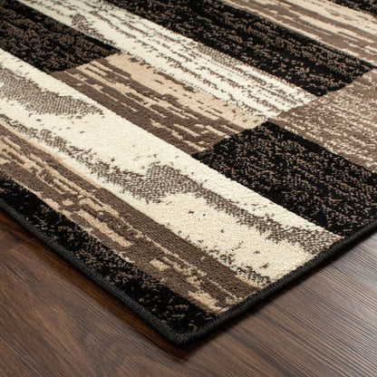 3' X 5' Black Brown And Beige Patchwork Area Rug