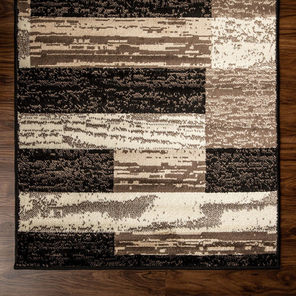 3' X 5' Black Brown And Beige Patchwork Area Rug