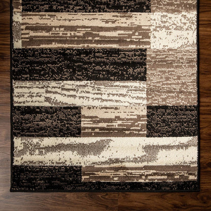 3' X 5' Black Brown And Beige Patchwork Area Rug