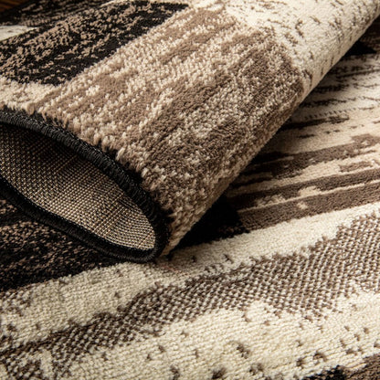 3' X 5' Black Brown And Beige Patchwork Area Rug