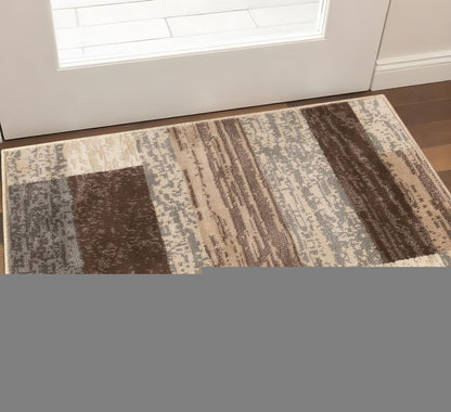 3' X 5' Beige Slate Gray And Brown Patchwork Area Rug
