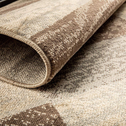 3' X 5' Beige Slate Gray And Brown Patchwork Area Rug