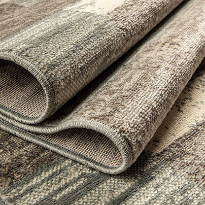 4' X 6' Blue And Ivory Patchwork Area Rug