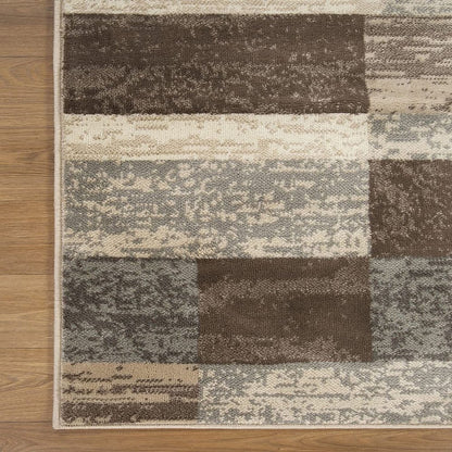 6' X 9' Beige Slate Gray And Brown Patchwork Area Rug
