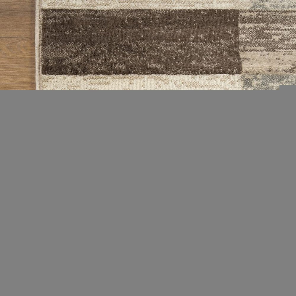 6' X 9' Beige Slate Gray And Brown Patchwork Area Rug