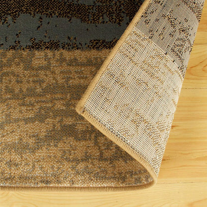 7' X 9' Blue And Beige Patchwork Area Rug