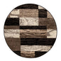 8' Black Brown And Beige Patchwork Round Rug