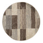 8' Beige Slate Gray And Brown Patchwork Round Rug