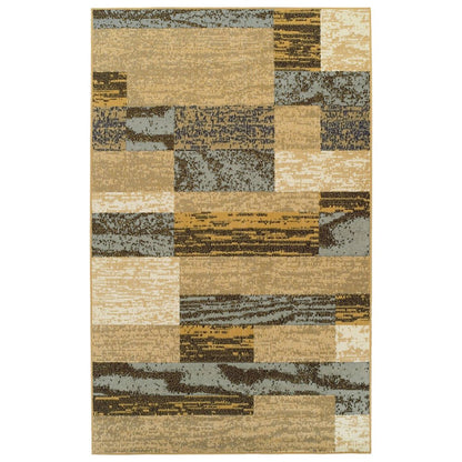 8' X 10' Blue And Beige Patchwork Area Rug