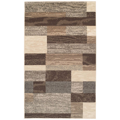 8' X 10' Beige Slate Gray And Brown Patchwork Area Rug