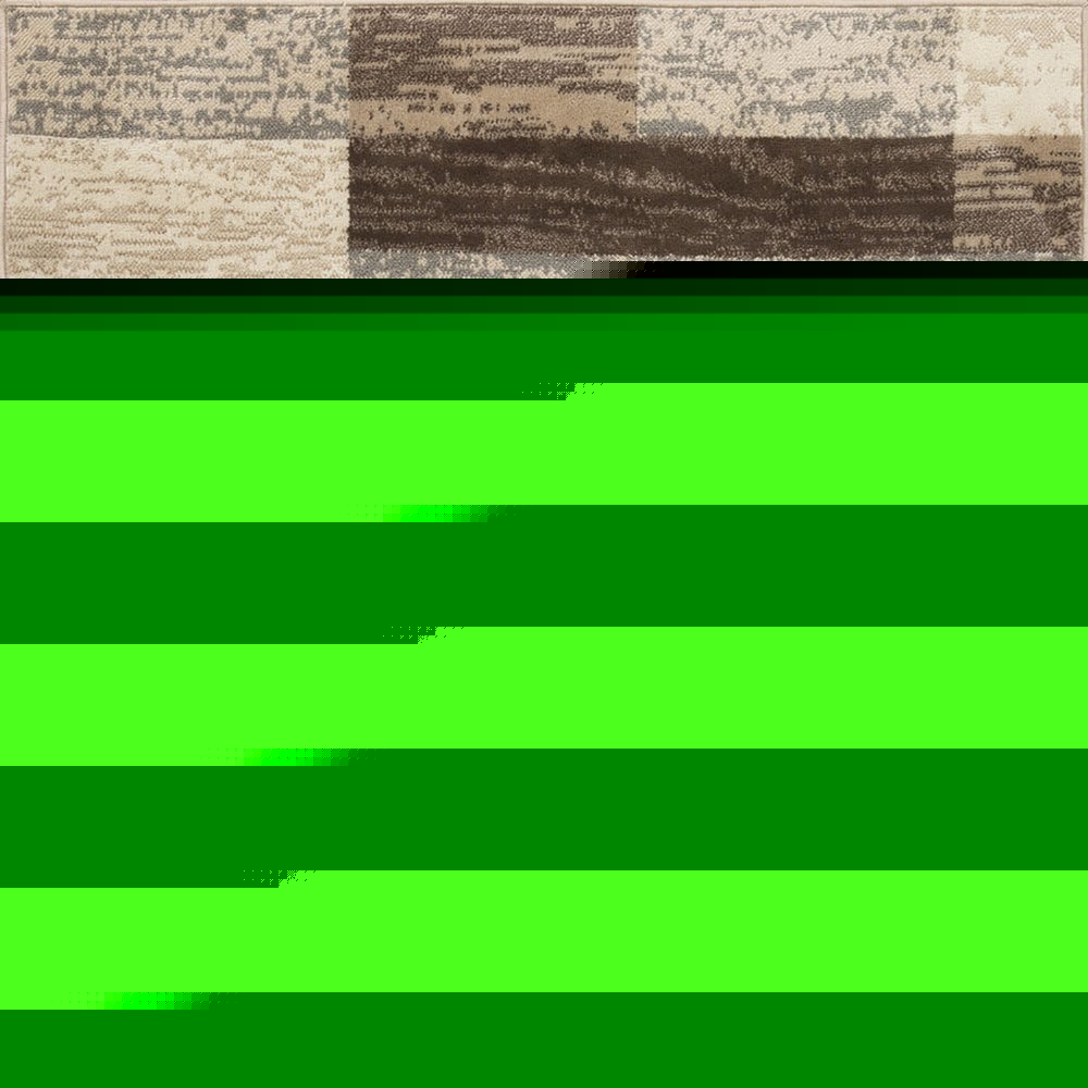 8' Beige Slate Gray And Brown Patchwork Square Rug