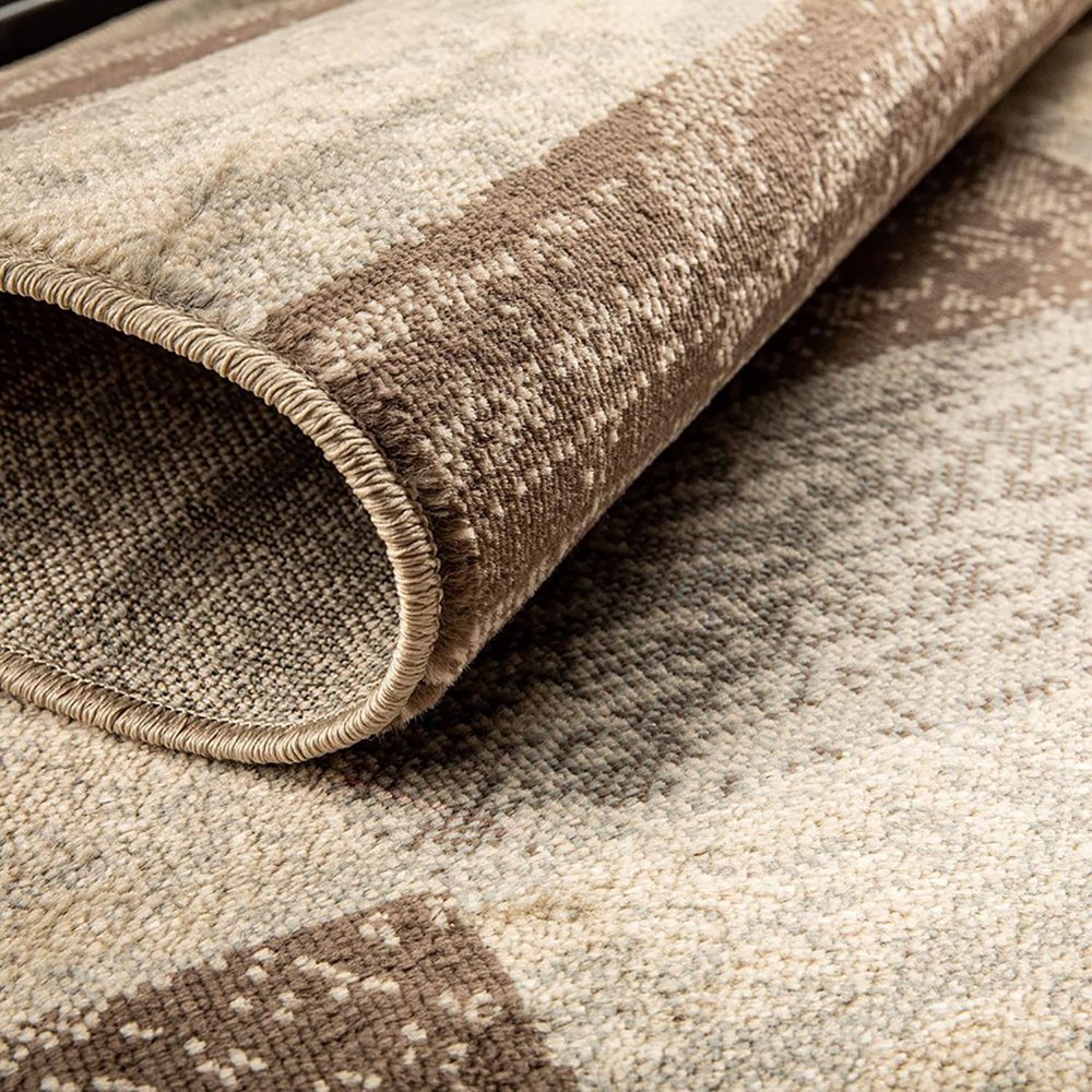 9' X 12' Beige Slate Gray And Brown Patchwork Area Rug