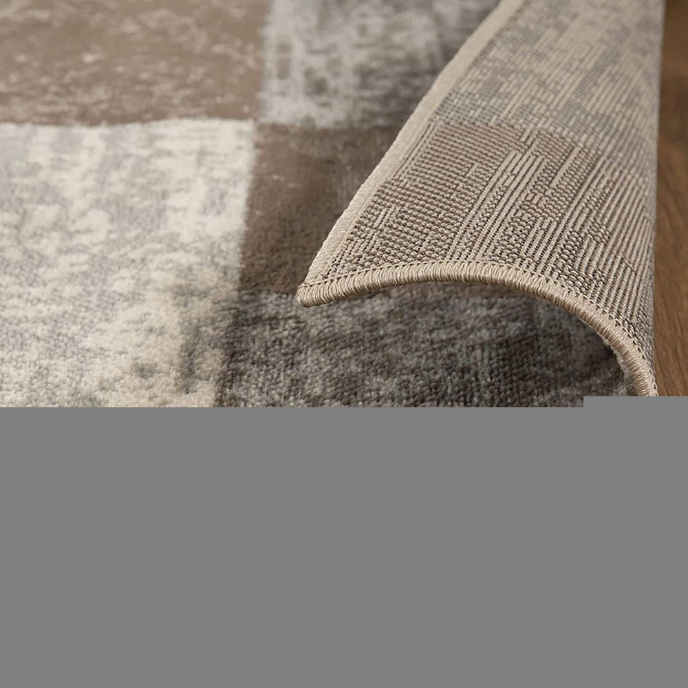 9' X 12' Beige Slate Gray And Brown Patchwork Area Rug