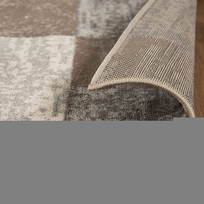 9' X 12' Beige Slate Gray And Brown Patchwork Area Rug