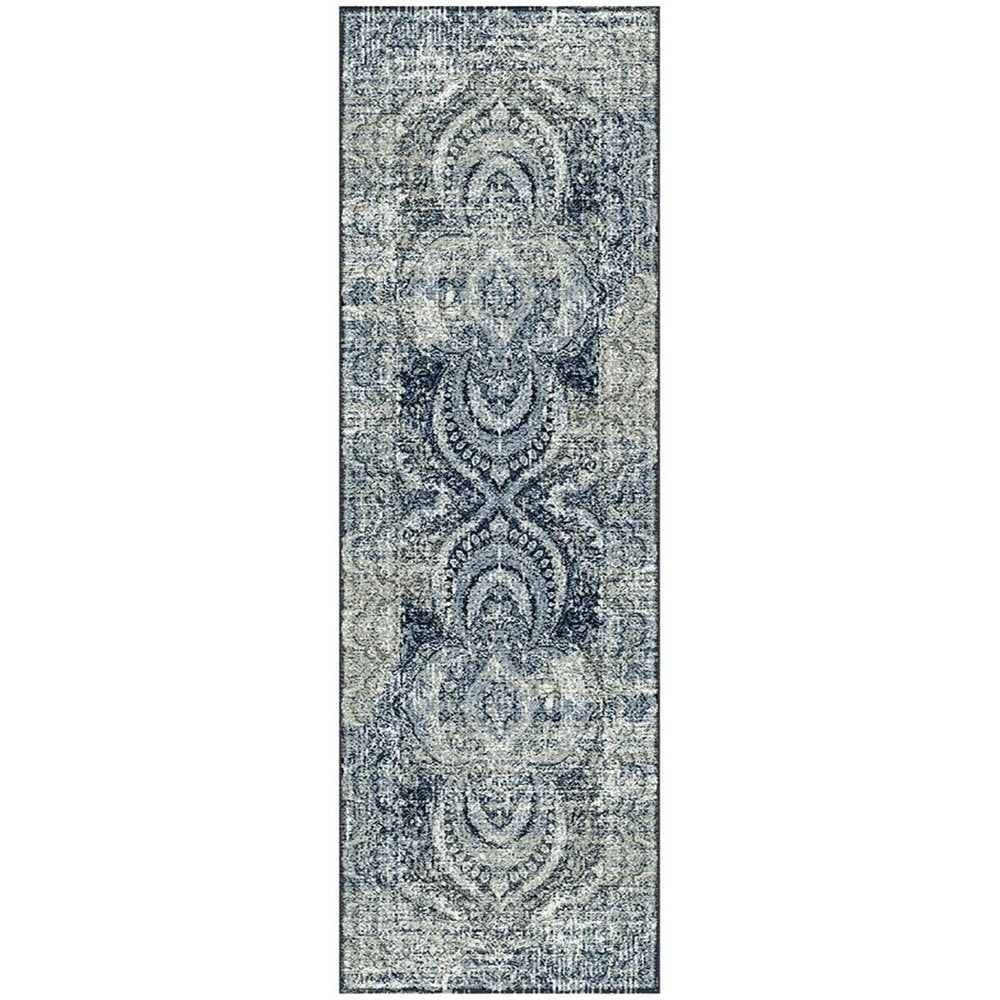 8' Taupe And Ivory Abstract Distressed Runner Rug
